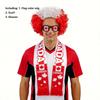 Hot National Team Football Match Wig Flag Glasses 3pcs  Football Fan Cheering Costume Sports Event Party Supplies