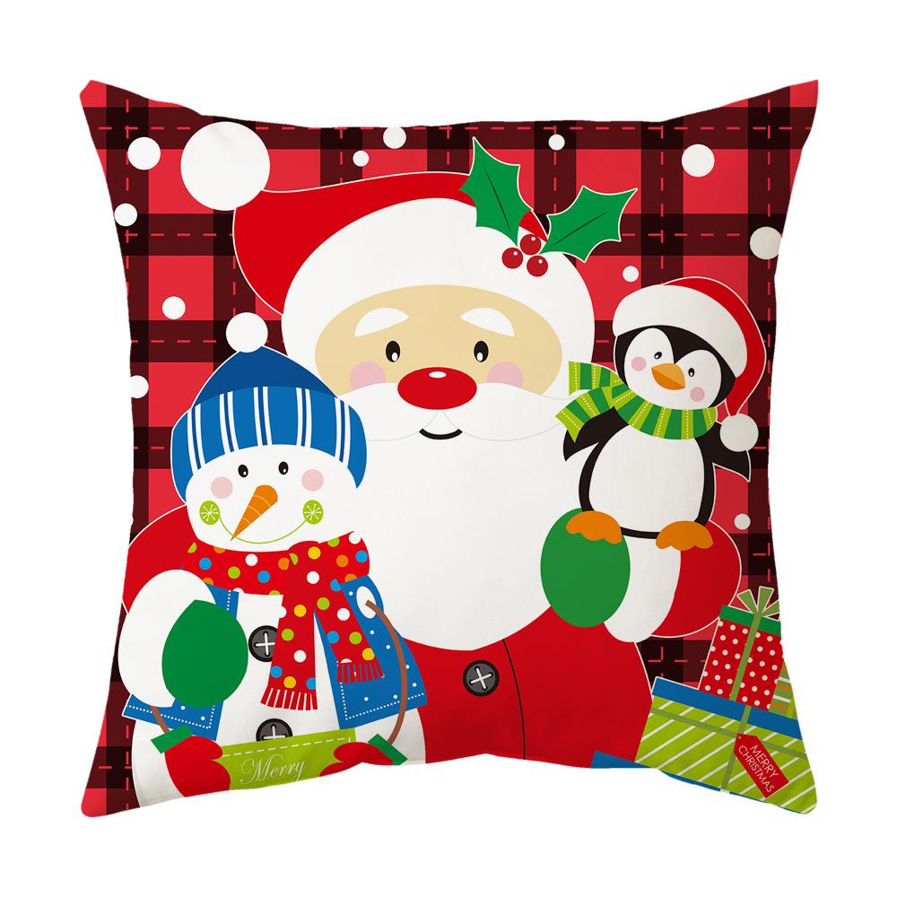 Classic Simple Christmas Series Cushion Pillow Cover Fashion Santa Claus Christmas Tree Pattern Pillowcase Home Sofa Decoration