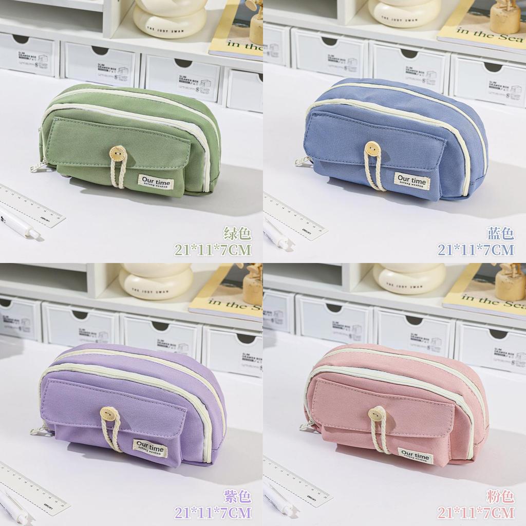 Canvas Multilayer Pencil Case For Students With Large Capacity Creative Design For School Use