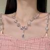 Luxury Rainbow Zircon Clavicle Necklace - Candy-Colored Crystal Heart Design