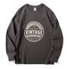 Long-Sleeved T-Shirt for Men 2025 Autum New Style American Retro Printed Pure Cotton Brushed T-Shirt Round Neck Casual Bottoming Shirt