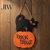 Hanging Decoration for Porch Halloween Wooden Door Sign, Black Cat And Pumpkin Plaque, Rustic Solid Wood Sign Farmhouse Wall Decor Holiday Party