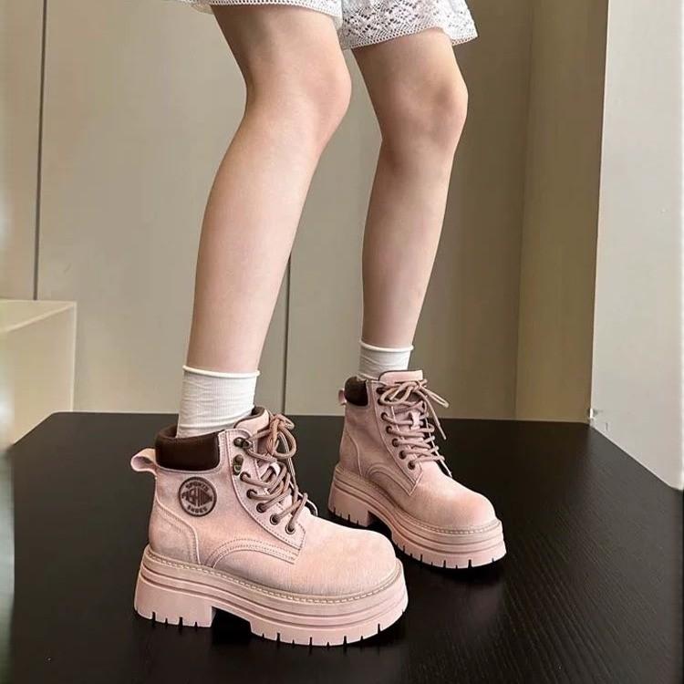 

Fashion New Autumn Men Shoes Boots High Top Fashion Motorcycle Leather Shoes Outdoor Leisure Comfortable Boots Male Lace-Up Botas 35 розовый