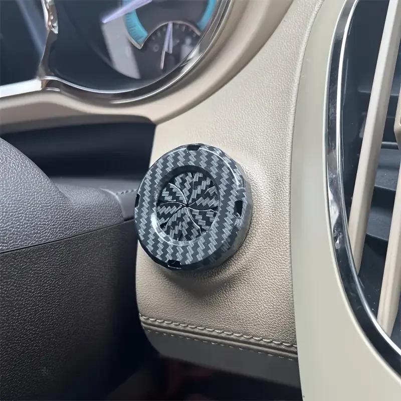 

Крышка кнопки запуска и остановки двигателя, защитный колпачок из углеродного волокна для замка зажигания, вращающийся защитный чехол для большинства автомобилей с одним ключом запуска чёрный