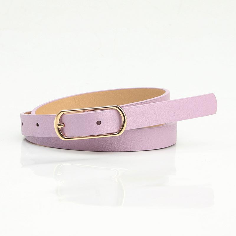 Simple and Versatile Multi-color Women's Thin Belt Fresh and Sweet Dress Decorative Oval Button PU Belt
