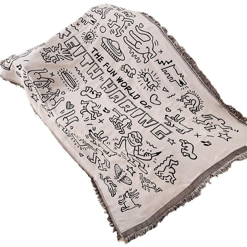 American Graffiti Cartoon Tapestry: Decorative Throw Blanket for Sofa or Office