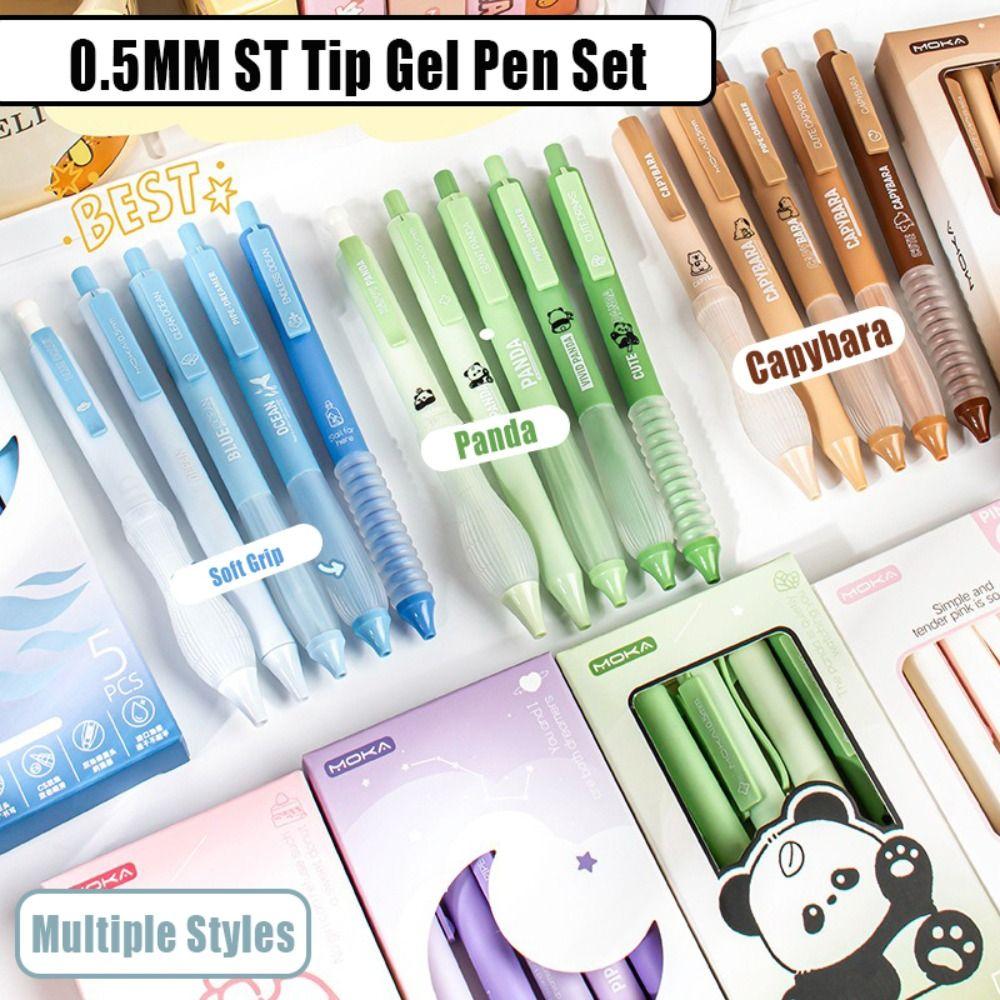 

5PCS/Set Soft Grip Pocket Pen ST Tip Neutral Pen High Quality Gel Pen Students 02
