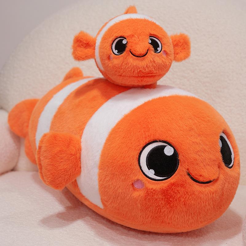 40-100CM Kawaii Cartoon Simulation Anime Clown Fish Stuffed Animal Plush Toy Children's Clown Fish Pillow Handsome Soothing Doll