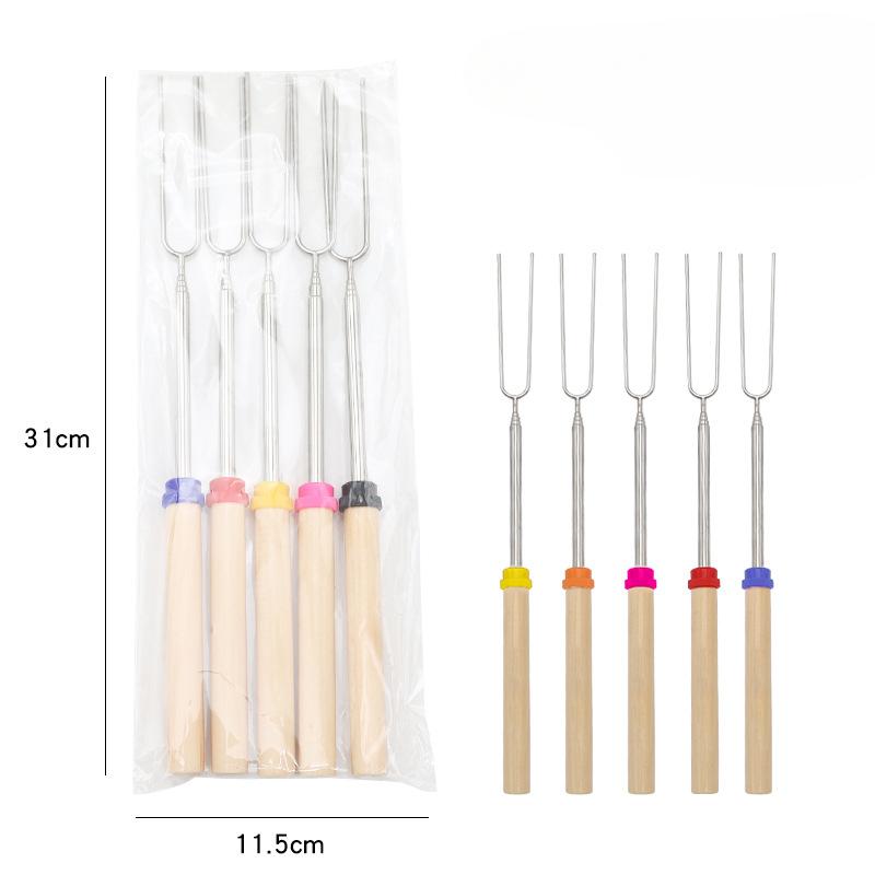 

12 шт. телескопическая вилка для барбекю из нержавеющей стали, двойные металлические шампуры, палочка для жарки, шампур для собак, барбекю, пикника, кемпинга