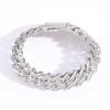 Hip Hop Jewelry 16mm Wide Iced Out Baguette Zircon Rhombus Prong Cuban Link Chain Bracelet for Men