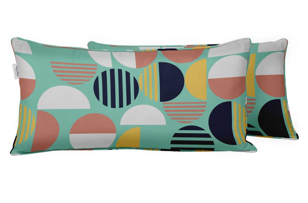 Vargottam Indoor Outdoor Polyester Fabric Lumbar Pillow Cover With Insert, All-Weather Waterproof Rectangular Cushion for Patio Furniture