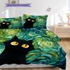 Set Copripiumino Trapuntato con Motivo Gatto Nero Federa Decorazione per la Casa Regalo di Compleanno (1 * copripiumino + 2 * federa, senza nucleo)