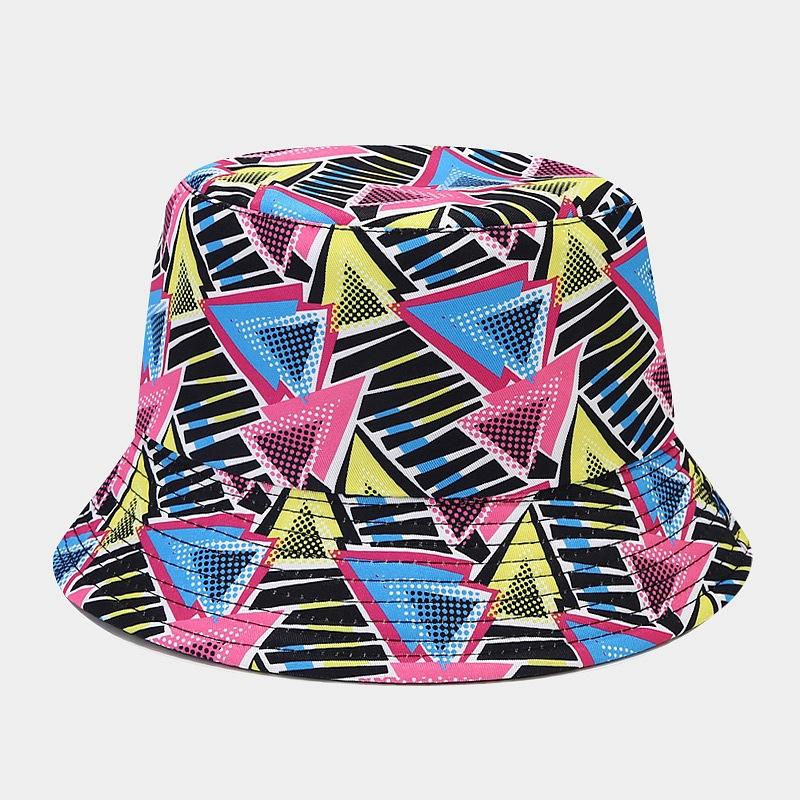 New Hawaii beach vacation bucket hat female tide D digital printing double-sided basin hat sun hat