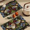Retro Flower and Bird Meal Mat British Morris Table Mat Medieval Countryside Style Thermal Insulation Non slip Meal Mat