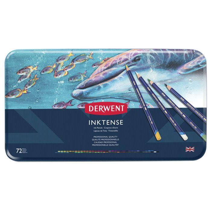 Crayons de couleurs aquarellables - Derwent - Inktense - Set de 72 - Qualité professionnelle - Mixte