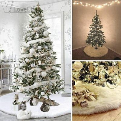 "31""/36""/48"" Christmas Tree Skirt Plush Xmas Lovely Xmas Decorations Home Party Festival Round Blanket"