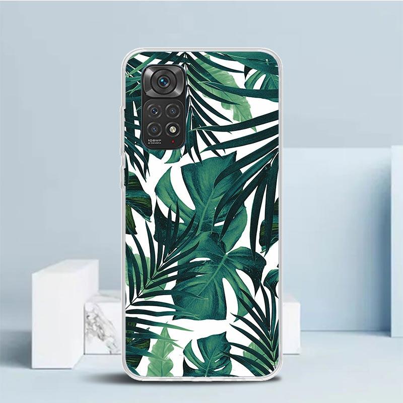 

Summer Tropical Plants Green Leaf Phone Case For Xiaomi Redmi Note 15 14 14S 13 12S 12 Pro Plus 11S 11 11T 11E 10S 10 + Soft TPU Redmi Note 12 Pro 5G