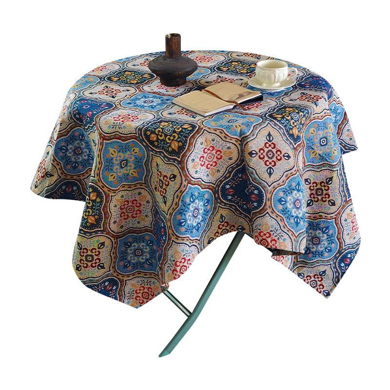 Vintage Jacquard Tafelkleed Verdikt Gekleurd Bloemenstof Olieverf Eettafel Koffietafel Doek Tafelkleed