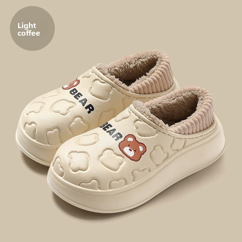 Waterproof Cotton Slippers for Women, Autumn and Winter Bags, Cotton Slippers, Winter Indoor Use, Anti Slip and Warm Thick Soled Cotton Shoes