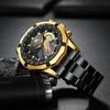 VA VA VOOM Montres à Quartz pour hommes, marque de luxe originale, étanche 3ATM, Style squelette doré, chronographe 24 heures
