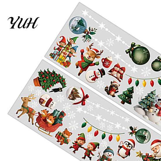 Removable Wall Stickers for Bedroom 2Pcs Christmas Static Window Cling Stickers, PVC Snowman Penguin Scratch Resistant Walls Bell Decals Glass,