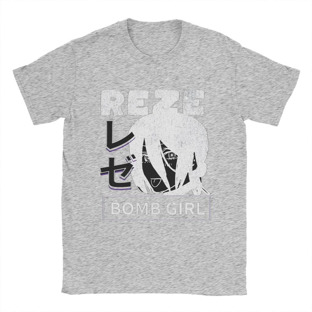 Vintage TShirt Chainsaw Man Girl Reze Boom Cotton TShirts Cool Tshirt for Mens Summer Y2K Basic Design Short Sleeve Top Tees