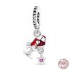 New 925 Silver Fashion Beer Champagne Red Wine Glass Drink Charms Beads Fit Original Bracelet DIY Jewelry Gift