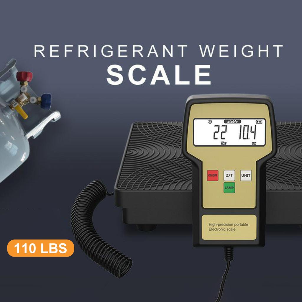 Refrigerant Scale, 110 LBS High Precision Electronic Charging Recover Scale with LCD Display Three Measurement Unit