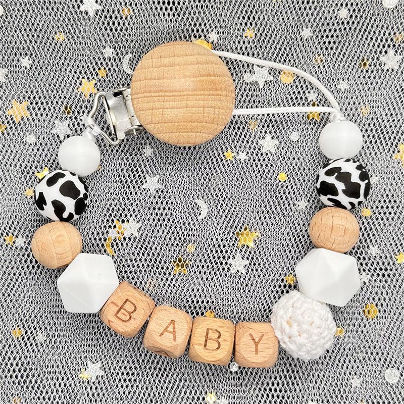 Handgefertigt Personalisierte Name Kaktus Schnullerclips Ketten Silikonperlen Personalisieren Säugling Chupetero Zahnung Personalisiert Geschenk