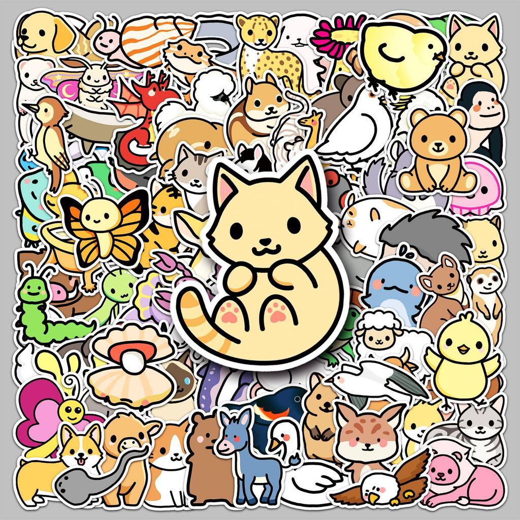 100 Cartoon Animal Stickers: Cute Waterproof Decorative Stickers for DIY Phone Cases & Journals