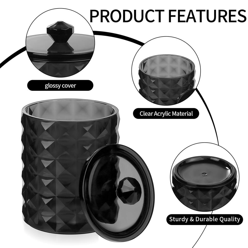 3 Stück Wattestäbchenhalter Badezimmerbehälter Organizer Wattebällchen Tupfer Spender Klar Apothekerglas Set für Aufbewahrungsbox