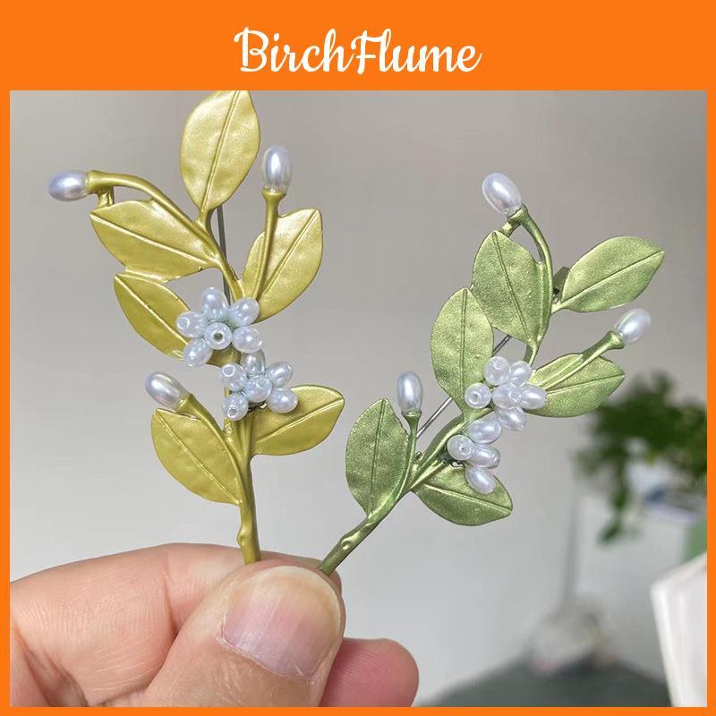 Natural Peach Myrtle Flower Brooch Alloy Floral Jewelry For Women