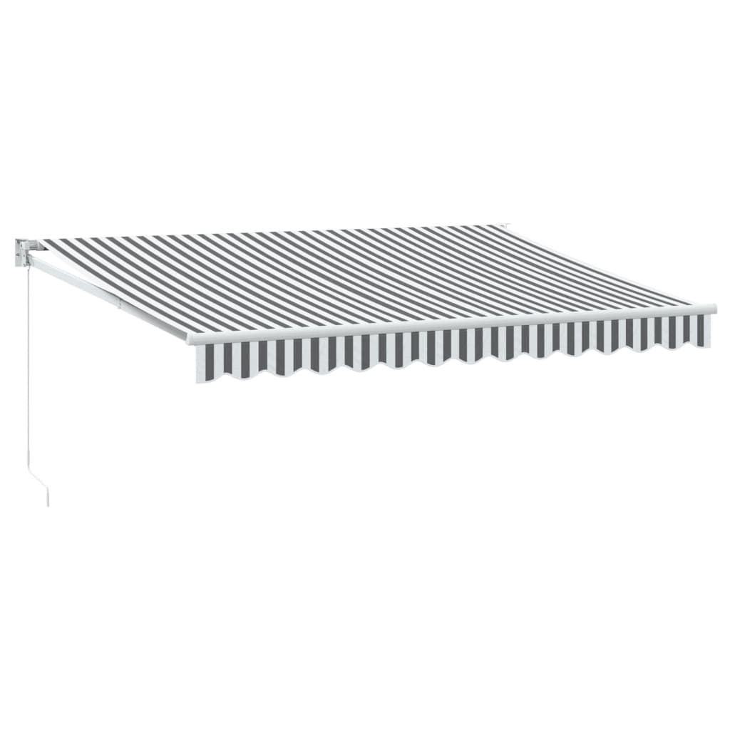 Retractable Awning Anthracite & White 3.5 X 2.5 M Fabric & Aluminum