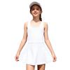 Girls Workout Tennis Dress U Neck Sleeveless Racerback Sundress Solid Color Golf Sports Dresses