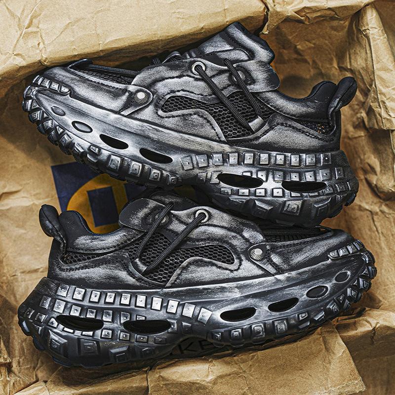 Men'S Shoes Summer Breathable Mesh Shoes Hollow Tire Sole Thick Sole Heightening Versatile Sports Shoes