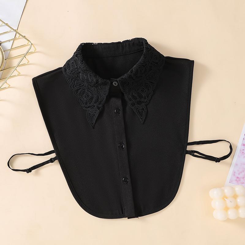 Women's Fashion Peach Heart Embroidered Collar, Professional Casual Versatile Decoration, Chiffon Fake Collar