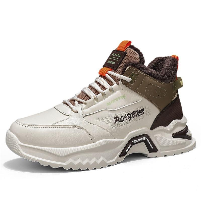 

Высокие хлопковые ботинки мужские зимние повседневные на платформе баскетбольные спортивные ботинки молодые и молодые уличные бархатные теплые хлопковые ботинки 44 бежевый