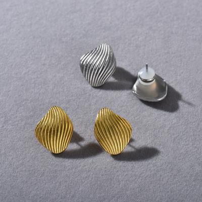 Irregular Line Texture S925 Silver Needle Stud Earrings Niche Design Light Luxury High-End Temperament Earrings