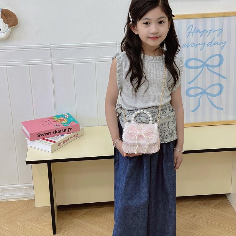 Borsa Monospalla da Ragazza con Paillettes alla Moda, Mini Borsa a Mano con Perle per Bambina, Borsa a Tracolla per Bambini