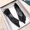 Fashion 2025 Bling Bling Fabric Flats Women Lace Bowknot Ballet Shoes Ladies Cut-Out Loafers Spring Slip On Office Dress Mocasines Mujer