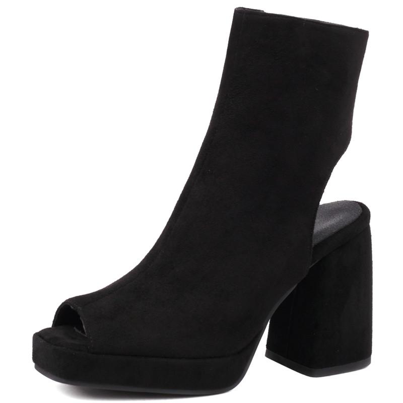 

Жіноче сексуальне літнє взуття на платформі з високими підборами, чоботи до щиколотки, жіноче взуття з відкритим носком, фетиш-стриптизерка, вечірнє взуття великого розміру 34