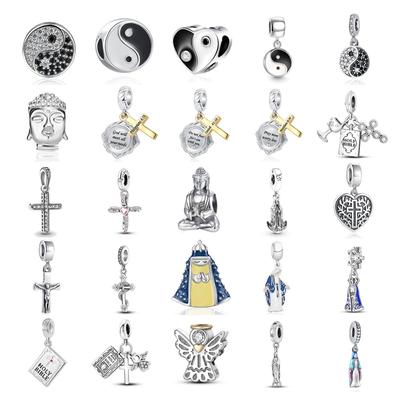 Nuevo Colgante de Cuenta Bagua Cruz de Cobre Clásica Encanto de Alas de Ángel Ajuste Decoración Pulsera de Mujer Joyería Cuentas de Buda