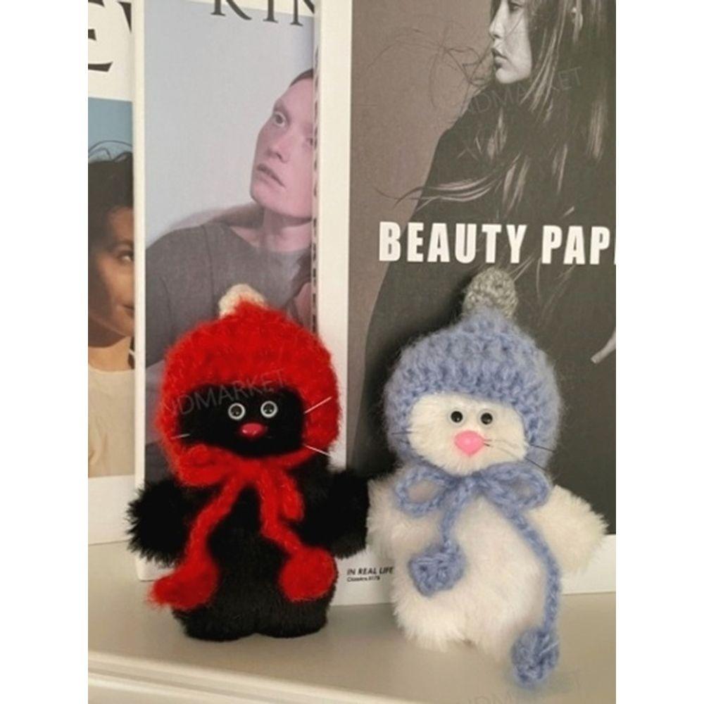 Eleganter Tisch Angora Hut Kim Teo Schlüsselanhänger 2 Farben Puppen Schlüsselanhänger Weißer Anhänger