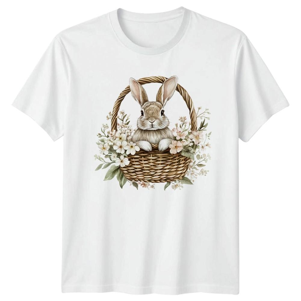 Watercolor Rabbit In Basket With Unisexs TShirt Bunny Easter Animal S