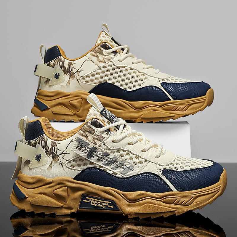 Explosive Men's Shoes New Summer Breathable Mesh Sports Casual Shoes Men's Trend Versatile Running Dad Shoes