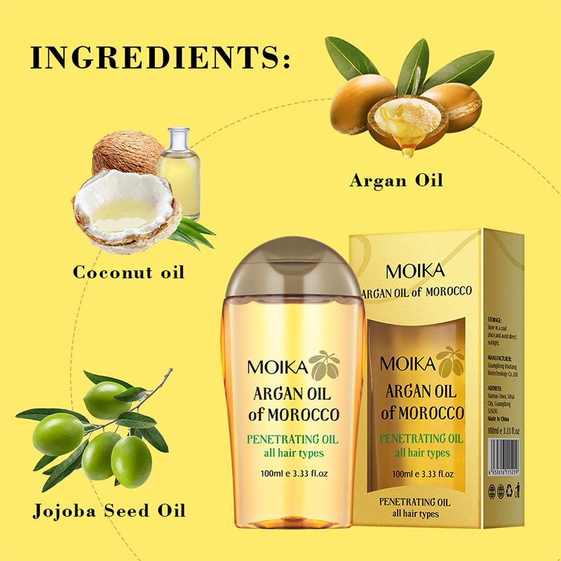 Moika 100 ml Marokkanisches Arganöl Haar Feuchtigkeitsspendend und Glanzverleihend Entfernt Frizz Repariert Geschädigtes Haar