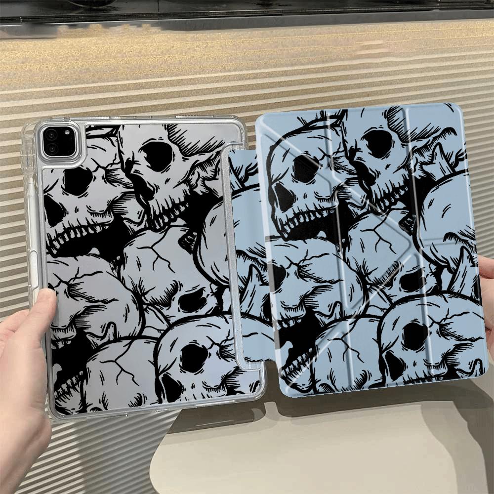 Creative Skull Y-Fold Holder Cover Tablet Case For iPad Mini 6 7 Air 4 5 M3 M2 1 2 M4 11inch Pro 2025 Pro 11th 10th 9th 8th 7th