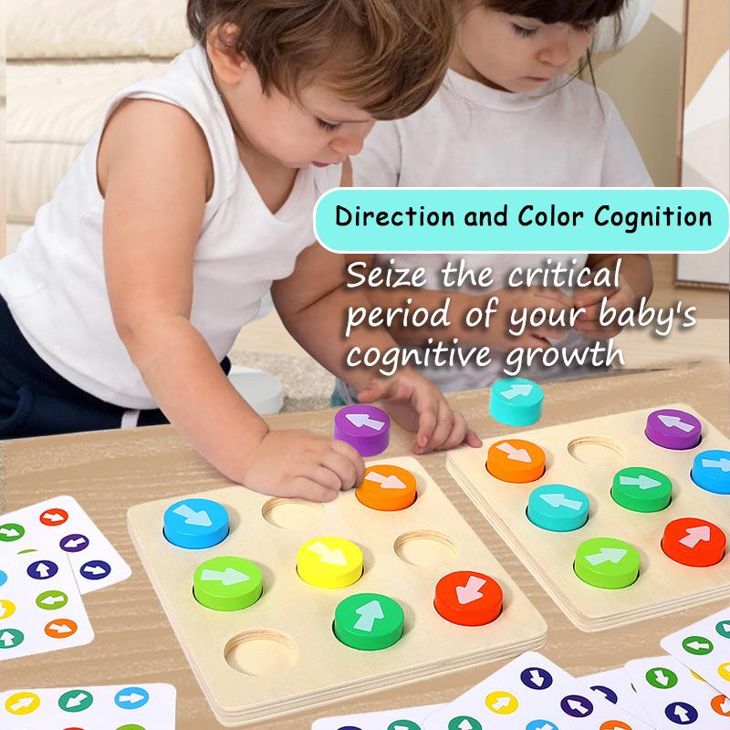Children Montessori Wooden Toy Arrow Direction Color Sensory Matching Game Logical Thinking Toddler Early Education Puzzle Board