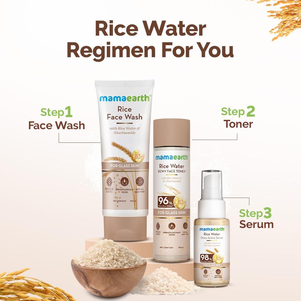 Mamaearth Rice Water Dewy Face Toner 150 ml Pack of 1 | Hydrating Glass Skin Toner for Pore Minimizing & Even Skin Tone