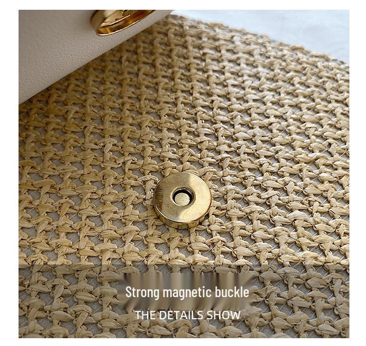 Korean Style Trendy Woven Hexagonal Women's Straw Crossbody Bag with Tassel Chain